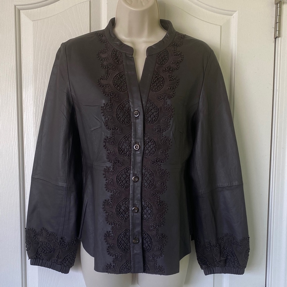 RARE FIND: European Craftsmanship. Lambskin Shirt/Jacket, w/Embroidered Detail.